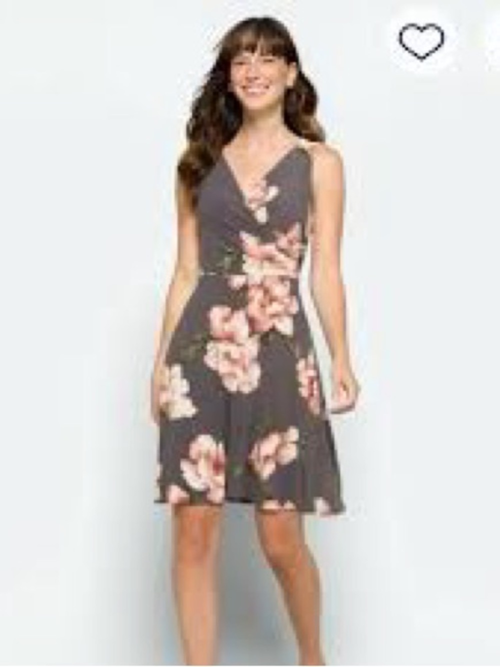 Kaileigh Gray Midi Dress with Blush Floral Print size XS Stitchfix